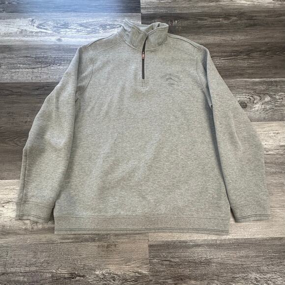 Tommy‎ Bahama Relax Gray Mens XL Quarter Zip Plain Minimalist Ribbed Sweatshirt - Picture 1 of 14